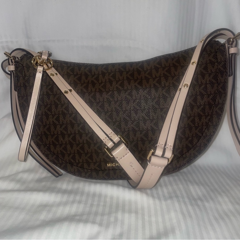 Micheal Kors Messenger Crossbody Brown/Light Pink
